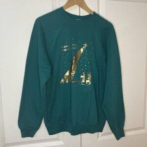 Vintage 1992 Teletrend Christmas Sweatshirt Tultex Nativity 3 Kings Rejoice Xmas